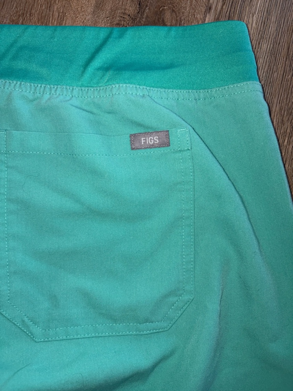 Figs surgical green Straight Leg Scrub Pants with Pink Drawstring - Picture 5 of 5